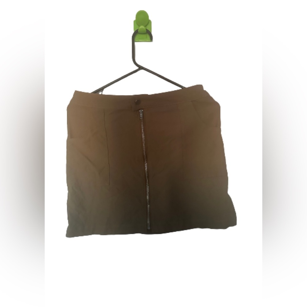 No Boundaries Brown Faux Pencil Zip up Skirt